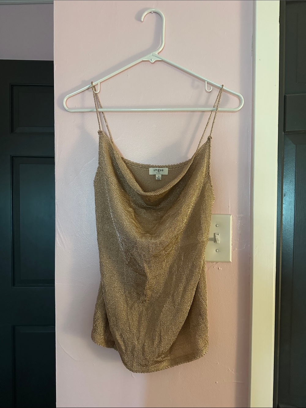 Umgee Gold Metallic Cowl Neck Camisole